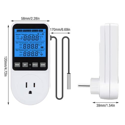 Digital Day Night Thermostat Heating Cooling Outlet Plug with Timer | Multi Period Temperature Controller, LCD Screen Outlet Socket for Reptile Incubator Greenhouse Brewing Refrigerator 110V - color: Upgraded