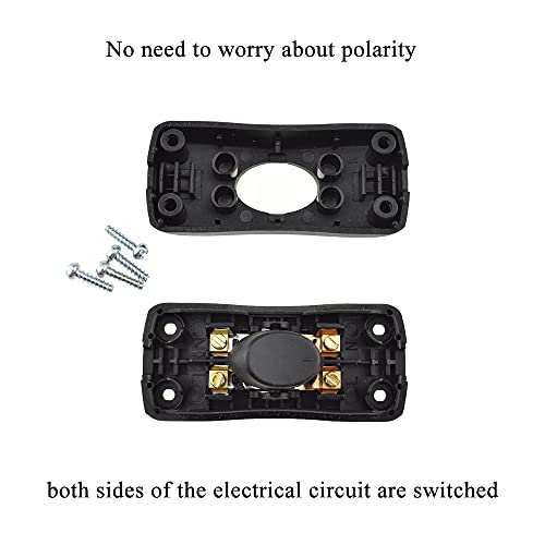 Hahiyo 2A 250V Inline Cord Switch Rocker Button Double Pole Feed-Through Control Switches Compact Wiring Design Easy Install Multi-Function 1 PCS for Kitchen Light Bedroom Table Lamp Light Gauge Wire
