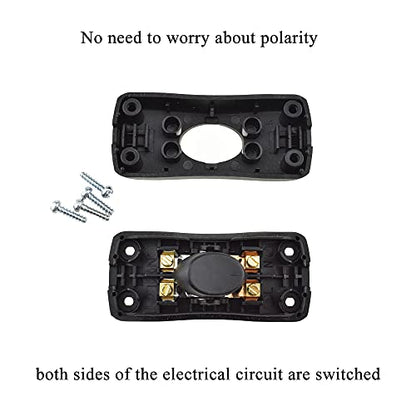 Hahiyo 2A 250V Inline Cord Switch Rocker Button Double Pole Feed-Through Control Switches Compact Wiring Design Easy Install Multi-Function 1 PCS for Kitchen Light Bedroom Table Lamp Light Gauge Wire