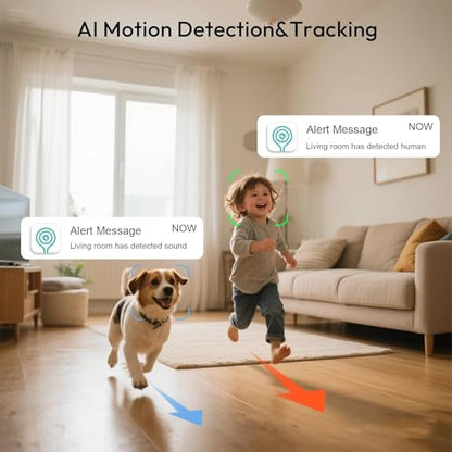 Rraycom 2Pack Indoor Security Camera 5G/2.4 GHz Wi-Fi, Baby & Pet Monitor | 360° PTZ, Motion Detection & Tracking,Human/Motion/Sound Detection,2-Way Talk, Night Vision, Works/Alexa,SD/Cloud - size: 2Pack