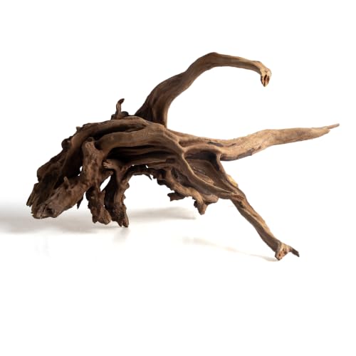 emours Natural Aquarium Driftwood, Horizontal Root Style Wood for Fish Tank Decor, Unique Driftwood for Aquascape, Terrarium and Reptile Display (12-16" (30-40 cm)) - size: 12-16" (30-40 cm)