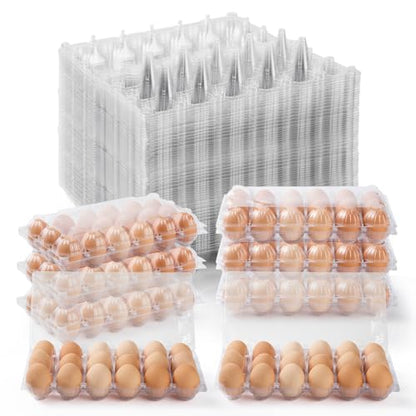 40PCS Plastic Egg Cartons 18 Count,Clear Egg Cartons Cheap Bulk | Reusable Egg Holder for Family,Pasture,Farm Markets Display - Medium Egg Containers 3x6 Grids - style: 3x6Grids-40count
