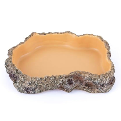Reptile Food Dish, Terrarium Water Bowl, Feeding Bowl for Reptile Amphibian Pets - size: Large