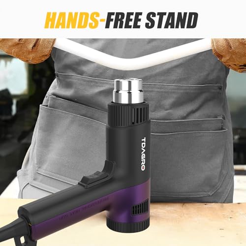 1800W Heat Gun (122℉-1202℉) with 4 Nozzles & Temp Control | Hot air tool with 2 fan speeds & built-in overload protection for safe, precise vinyl wrapping, resin DIY & shrink tubing.