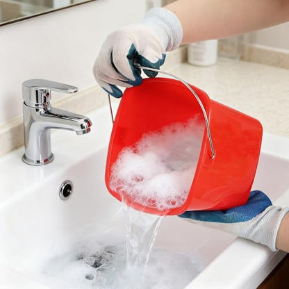 SOUJOY 7 Pack 3 Quart Cleaning Bucket, Plastic Small Sanitizing Bucket with Handle, Multi-Purpose Mini Square Pails for Kitchen, School, Offices, Household and Commercial Use, Red