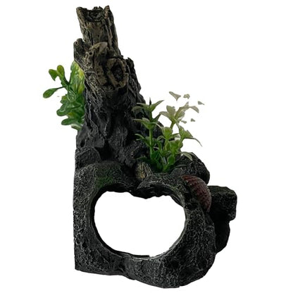 Aquarium Decor Magnetic Driftwood Outcropping Ornament –Wall-Mounted Fish Tank Accessory