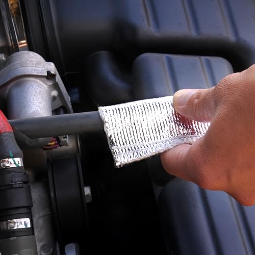 Design Engineering Heat Sheath Aluminized Sleeving – 1/2" I.D. x 3 ft | High-Temperature Heat & Abrasion Protection for Hoses, Lines & Wires | Reflects Up to 2000°F | Made in USA - size: 1/2" I.D.