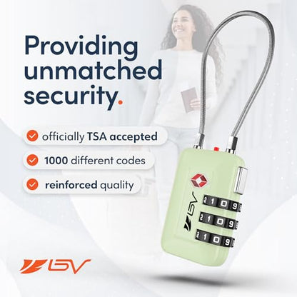 TSA Accepted Luggage Travel Lock, Set-Your-Own Combination Lock for School Gym Locker, Luggage Suitcase Baggage Locks, Filing Cabinets, Toolbox, Case (Mint Green, 1 Pack) - color: Mint Green 1-Pack