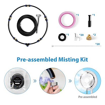 lifeegrn Misting Cooling System: Outdoor Mister System for Patio, 20 FT Misting Line+5 Mist Nozzles+3/4" Brass Adapter Garden Trampoline Greenhouse - size: 20 FT