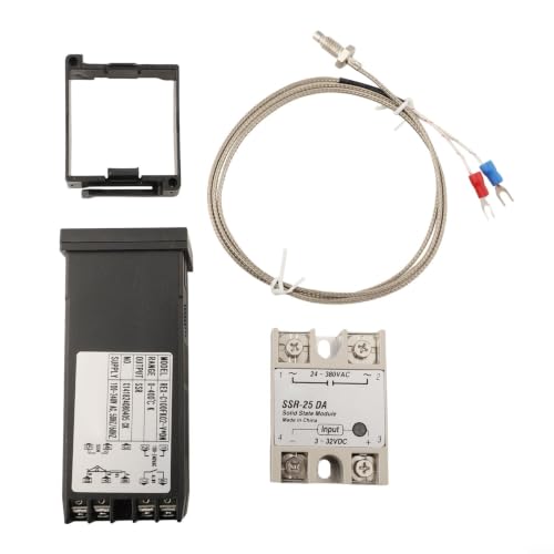 REX-C100 PID Temperature Controller Kit With SSR-25DA Relay And 1M K-Type Thermocouple, Digital Display Thermostat For Industrial Automation, AC250V 3A