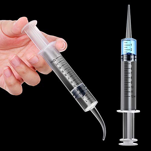 Nuanchu 20 Pieces 12 ml Dental Syringe Irrigation with Curved Tip Straight Tip, Wisdom Teeth Irrigation Syringe Disposable Mouthwash Cleaner for Oral Care, Animal Feeding