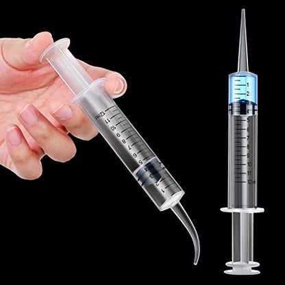 Nuanchu 20 Pieces 12 ml Dental Syringe Irrigation with Curved Tip Straight Tip, Wisdom Teeth Irrigation Syringe Disposable Mouthwash Cleaner for Oral Care, Animal Feeding