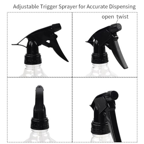 Spray Bottles 7pcs 8oz Empty Plastic Spray Bottle with Adjustable Nozzle for Hair and Cleaning Solutions Includes Funnel and Labels | Clear Plastic, Adjustable Nozzles, Funnel and 7 Name Labels, for Hair Care Cleaning Plants and Household Liquids