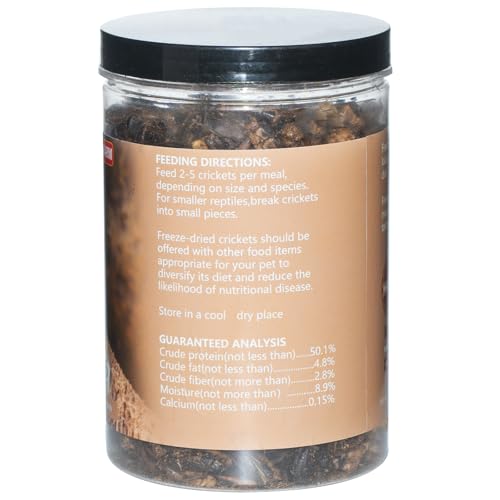 Freeze Dried Crickets – 4.5 Oz High Protein Freeze Dried Crickets, Food for Reptiles, Bearded Dragons, Lizards, Geckos, Birds, Fish,Hedgehogs, Bearded Dragon Food