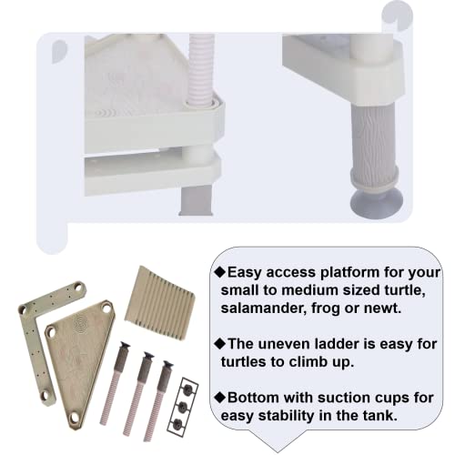 Turtle Basking Platform,Reptiles Floating Platform Pier with Ramp Ladder Terrarium Tank Ornament Turtle Frog Basking Drying Platform Terrarium Tank Accessory for Small Pets Sun Bathing Resting Play