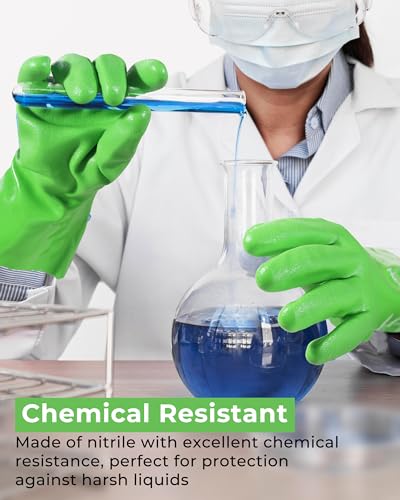 HANDLANDY Chemical Gloves, Heavy Duty Cleaning Gloves - color: Green (6 Pair), size: Medium