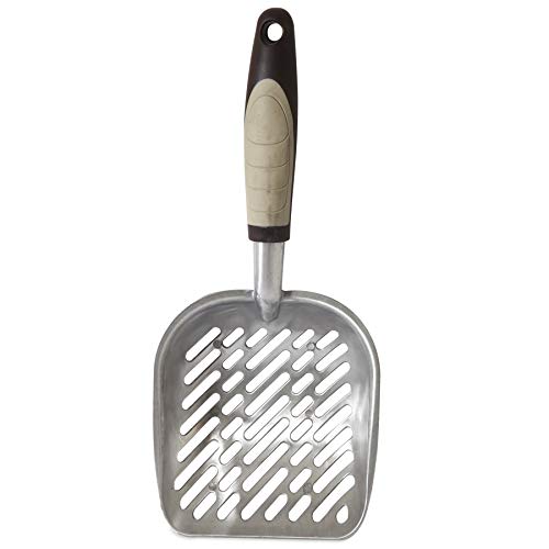 Petmate Metal Cat/Kitty Litter Scoop, Deep Shovel, Premium Non-Stick Large Scooper with Non-Slip Handle & Curved Design for Maximum Coverage