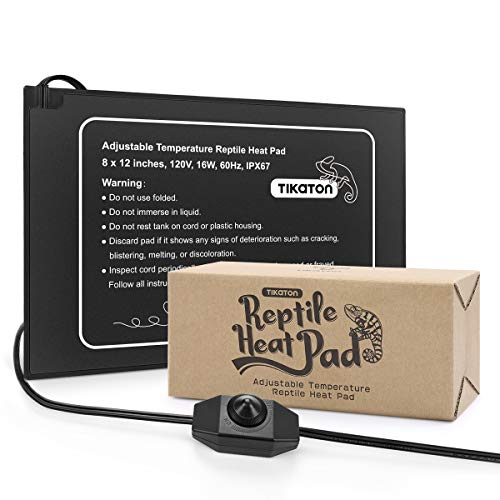 Tikaton Reptile Heat Pad - Adjustable Temperature Under Tank Heater for 10-20gal/30-40gal Tank, Terrarium Heat Mat for Turtle/Snake/Lizard/Frog/Spider/Plant Box - size: 1 Pack-12" X 8"