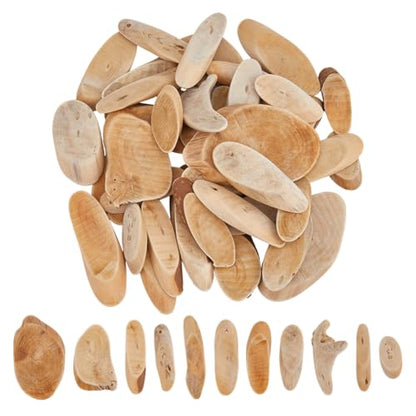 SUPERFINDINGS 300g Natural Driftwood Pieces DIY Dried Wood Sticks Oval Wooden Craft Slices Frames Wreath Surf Art Beach Decor for Crafting Card Making Embellishments Photo Props