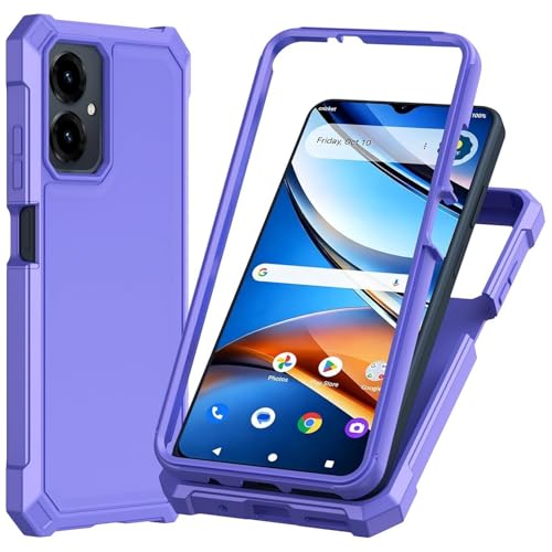 for Cricket Icon 2026 U656AC Slim Tough Hybrid Cover Phone Case + Extreme Band (Purple) - color: Purple