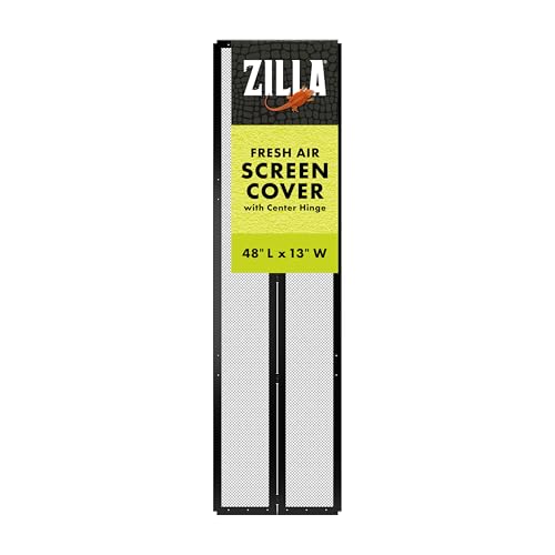 Zilla Fresh Air Screen Cover with Center Hinge, Secure and Durable Metal Mesh Cover for Reptile Terrariums, 48 x 13 inches - size: 48" x 13"