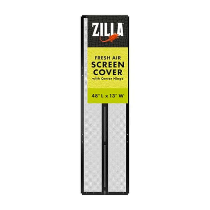 Zilla Fresh Air Screen Cover with Center Hinge, Secure and Durable Metal Mesh Cover for Reptile Terrariums, 48 x 13 inches - size: 48" x 13"