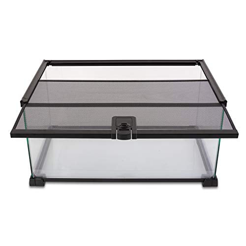 REPTI ZOO 10 Gallon Reptile Tank Glass Natural Cages Terrarium 20" x 12" x 10" Sliding Screen Top for Reptile Hamster Hedgehog Small Animals