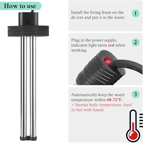 HITOP Outdoor Pond Heater - 150W 300W 600W Aquarium Heater for Small Ponds, Ponds De-icer with Long Cable Wire and Floatable Foam - size: 600W