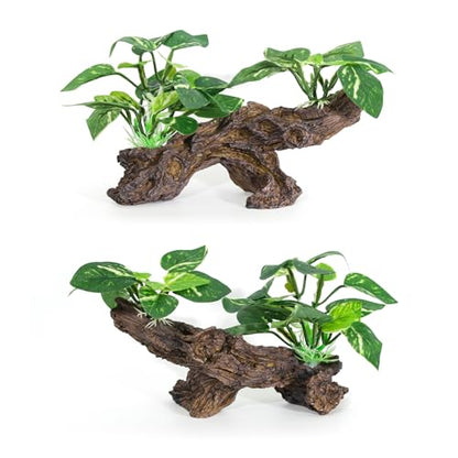 4PCS Driftwood Cave Aquarium Decor Silk Aquarium Plants for Betta Fish Tank Decorations