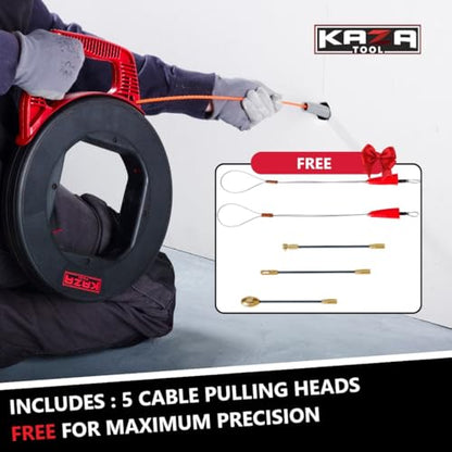 Fish Tape Wire Puller 100Ft x 4mm in Polyester | Better Than Fiberglass | Electrical Cable Fishing Tools | Snake Rod Electric Tool to Through Wall | Non-Conductive | Flexible & Strong - size: 30m