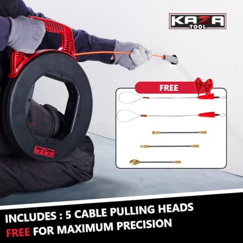 Fish Tape Wire Puller 130Ft x 4.5mm in Polyester | Better Than Fiberglass | Electrical Cable Fishing Tools | Snake Rod Electric Tool to Through Wall | Non-Conductive | Flexible & Strong - size: 130 Ft