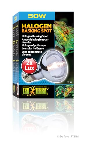 Exo Terra Sun Glo Halogen Basking Spot Lamp | 50W Reptile Light Bulb, Broad Spectrum Daylight, Enhances Coloration, Promotes Health, PT2181 - size: 50 Watts