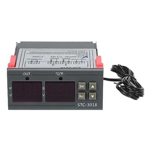 MECCANIXITY AC110-220V LED Digital Temperature Controller Thermostat Heating Cooling -50 to 120°C STC-3018 Relay Output with NTC 10K Temperature Probe