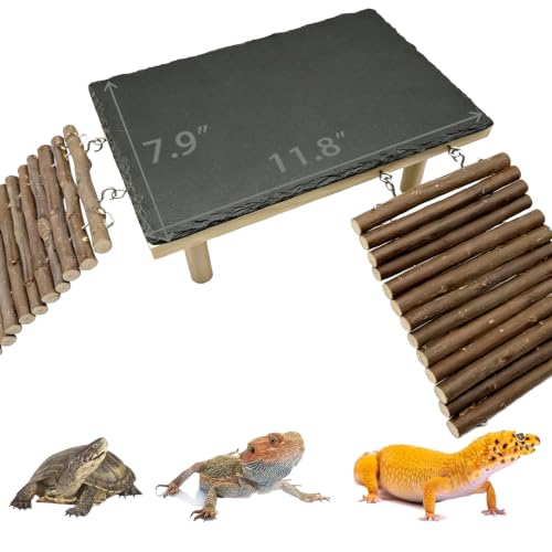 Bearded Dragon Basking Platform Climbing Tank Accessories Reptile Hideout | Multi-function,Habitat Décor,with climbing ramp reptile basking rock mat,for leopard gecko lizard tortoise snake - size: Large(B)