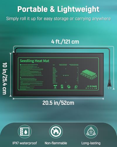 Pawfly 20 W Seedling Heat Mat Waterproof Plant Heating Mat 20.5 x 10 Inch Heat Mat for Plants Heating Pad for Seed Starting Indoor Gardening Greenhouse Germination Breeding Brewing & Reptiles