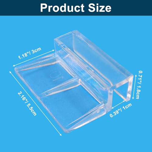 Hordion 20pcs Aquarium Lid Clip, 10mm Clear Acrylic Fish Tank Lid Holder | Aquarium Glass Cover Clips for Rimless Aquarium Fish Tank - size: 10mm
