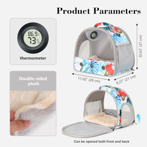 Bearded Dragon Carrier, Reptile Travel Bag with Built-in Thermometer Hygrometer, Breathable Small Animal Carrier with Clear View Window, Portable Guinea Pig Carrier for Gecko, Snake, Hamster - color: Floral
