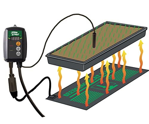 JumpStart by Hydrofarm Digital Thermostat Controller for Heat Mats, MTPRTC, Water Resistant Probe, Celcius or Farenheit Read-Out, 6' Cord
