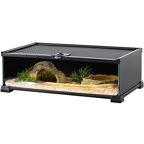REPTIZOO Small Reptile Tank 20" x 12" x 6" Glass Reptile Terrarium with Top Feeding Habitat for Snake Spider - size: 20" x 12" x 6"