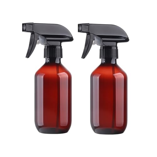 Spray Bottles 2Pack 10oz Fine Mist Empty Squirt Bottle for Cleaning | Refillable Plastic Water Spray Bottle with Adjustable Nozzle BPA Free Small Spray Bottle for Hair Plants Pet Training - color: 2brown