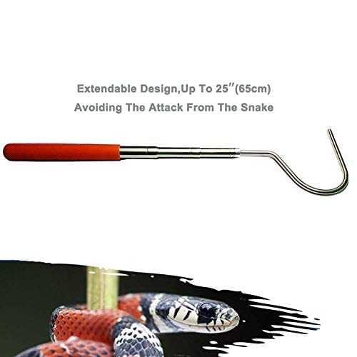 24 Inch Snake Hook Extendable Stainless Steel Handing Tool Reptile Grabber Snake Catcher