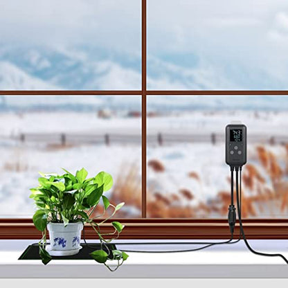 Reptile thermostat, Greenhouse Temperature Controller, Digital Waterproof Thermostat for Home Brewing Fermentation Breeding Incubation Greenhouse Terrarium, Heating & Cooling Outlet 110V 15A 1650W