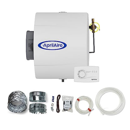AprilAire 400M 17-gal. Whole-House Evaporative Humidifier with Manual Control for up to 5,000 sq. ft. + AprilAire Model 5843 Humidifier Installation Kit - style: Humidifier + Install Kit