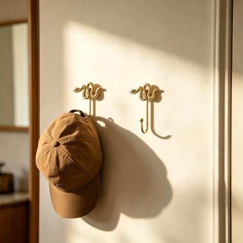 4 Pack Snake Hanger,Metal Animal Hook for Hanging Towels Clothes Keys Hats Purse Backpacks (Gold) - color: Gold