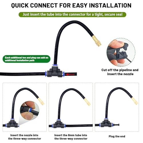 Thiswing 360° Adjustable Drip Irrigation System with 40 Nozzles | 200 FT Automatic Watering System, Raised Bed Sprinkler, Misters for Garden, Yard, Lawn & Outdoor Plants, 5/16" Tubing - size: 200FT