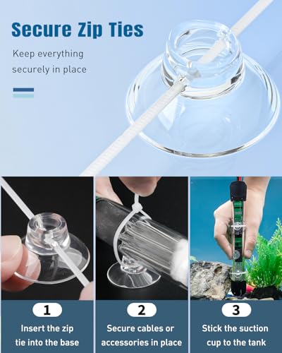 Pawfly Aquarium Suction Cups, Small Suction Cups, Fish Tank Suction Cup Clips with Adjustable Zip Ties Set, 3/16" Fish Hose Holder for Airline Tubing, Decoration & Shrimp Nest, 80 Pack - size: 80 Pack