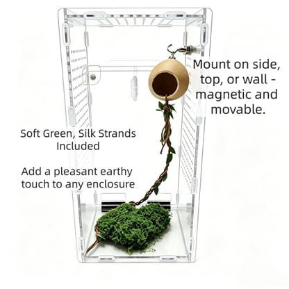 Magnetic Jumping Spider Hide, 2 Pack Spider Hideout with Strong Magnets Hide with Hook & Climbing Rope, Natural Looking Spider Hide Jumping Spider Accessories for Tarantula Enclosure
