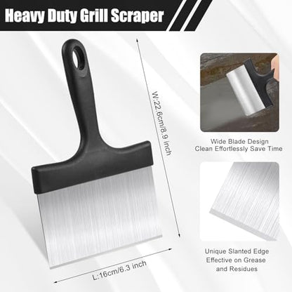 Grill Scraper, Griddle Scraper, Food Scraper with Handle for Blackstone Grill Accessories,Outdoor Barbecue Tools,Stainless Steel Scraper for Blackstone, Flat Top Grill Cleaning, Easy to Remove Stain - style: Grill Scraper