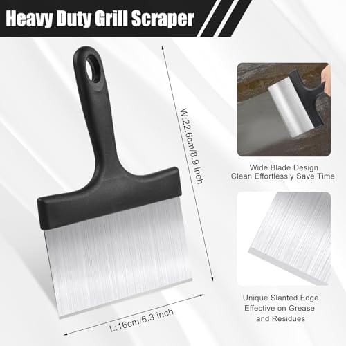 Grill Scraper, Griddle Scraper, Food Scraper with Handle for Blackstone Grill Accessories,Outdoor Barbecue Tools,Stainless Steel Scraper for Blackstone, Flat Top Grill Cleaning, Easy to Remove Stain - style: Grill Scraper
