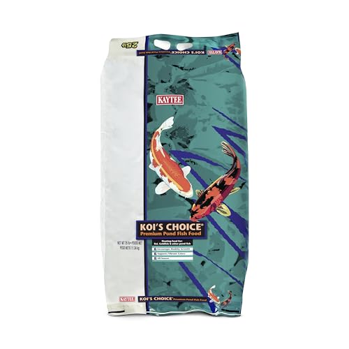 Kaytee Koi’s Choice Floating Fish Food for Koi, Goldfish & Pond Fish | Supports growth. Fish food pellets for all seasons. 35% protein, fish meal first, highly digestible koi food - size: 25 Pound (Pack of 1)